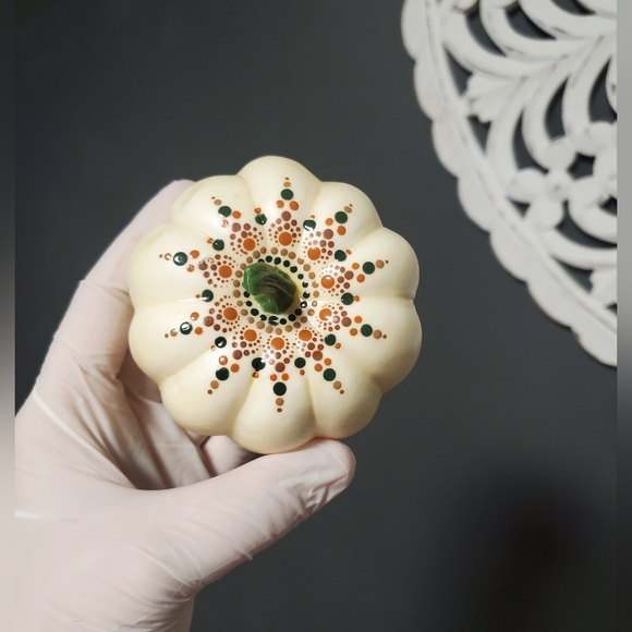 Handpainted Foam Pumpkins Mandala Boho Fall Decor - Picture 3 of 8